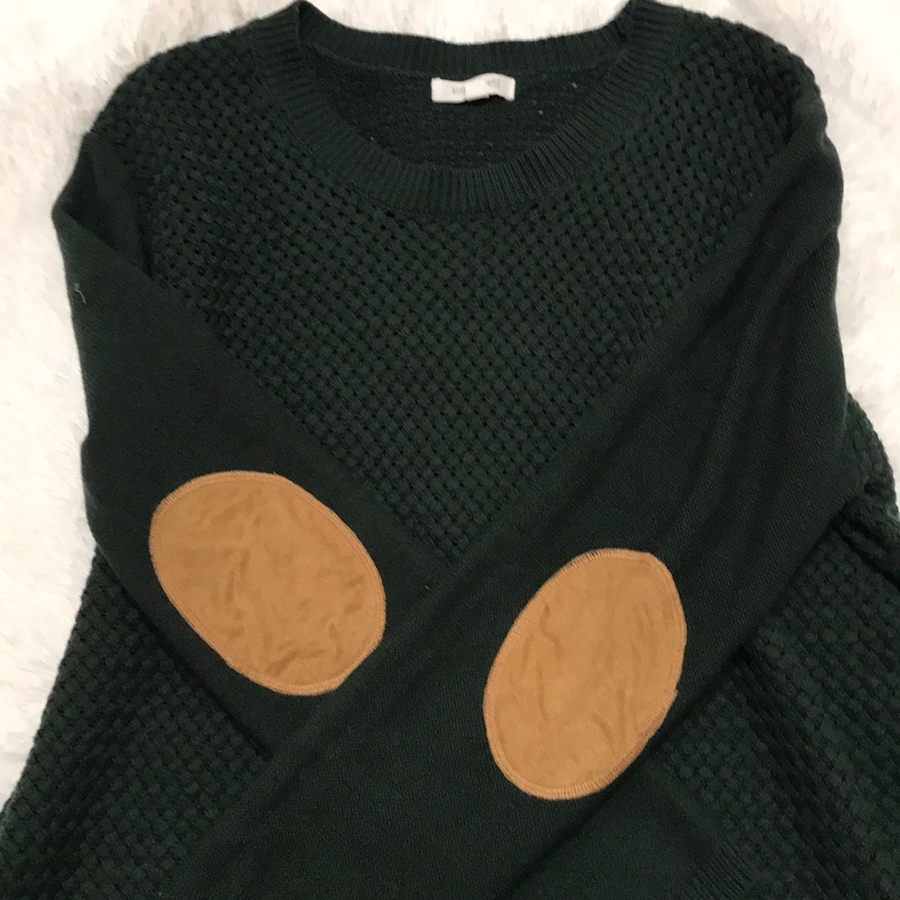 Hunter green elbow patch pullover